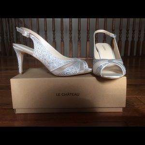 Silver Rhinestone Slingback Heels